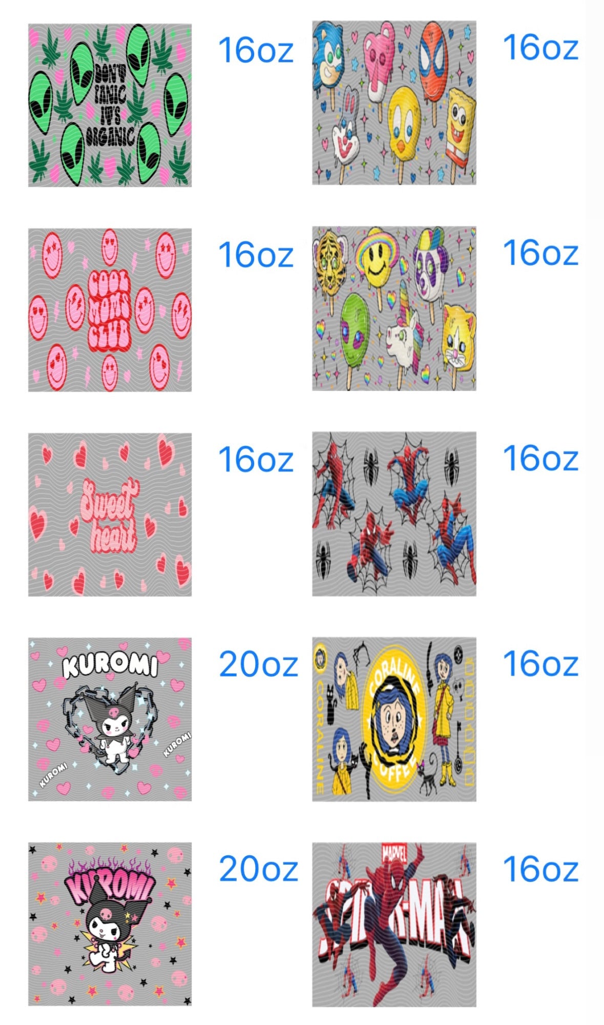 16oz,mini Stanley,40oz wraps