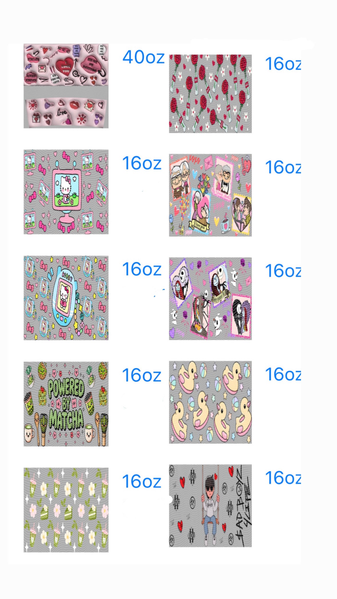 16oz,mini Stanley,40oz wraps